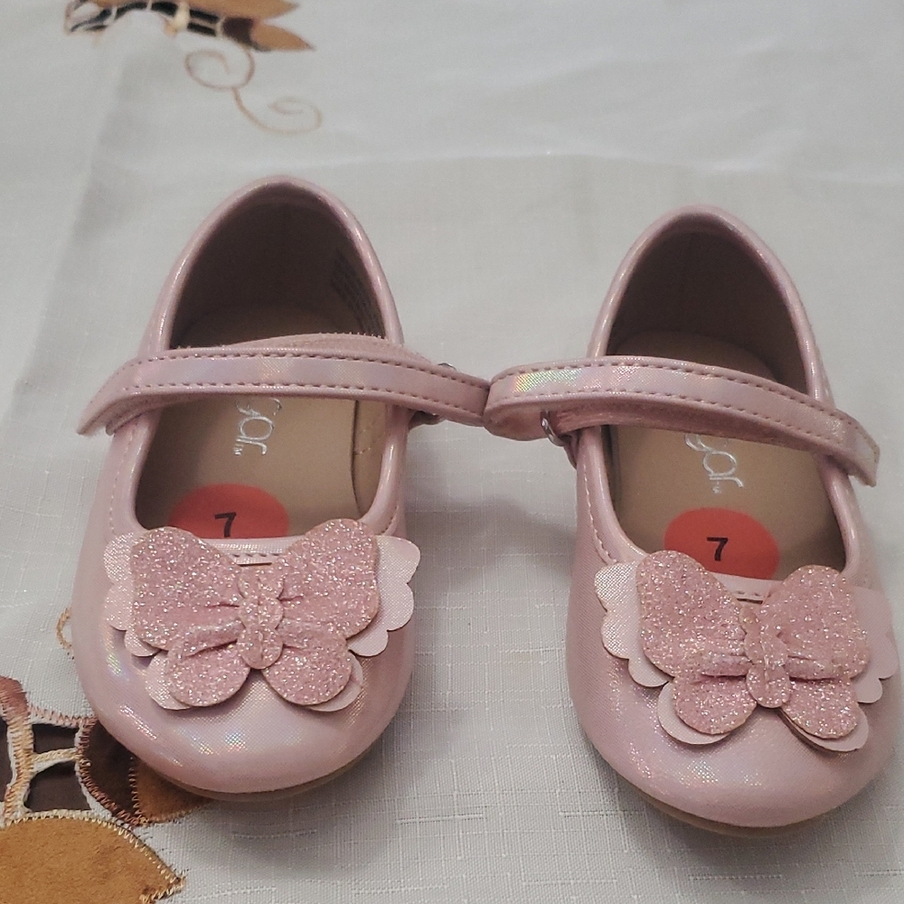 Pink Kids Shoes with Glitter Bow